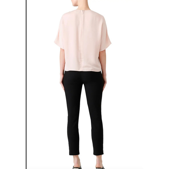 Jason Wu Grey Satin Classic Dolman Sleeve Crew Neck Draped Ruffled Blouse Pink - Picture 2 of 10